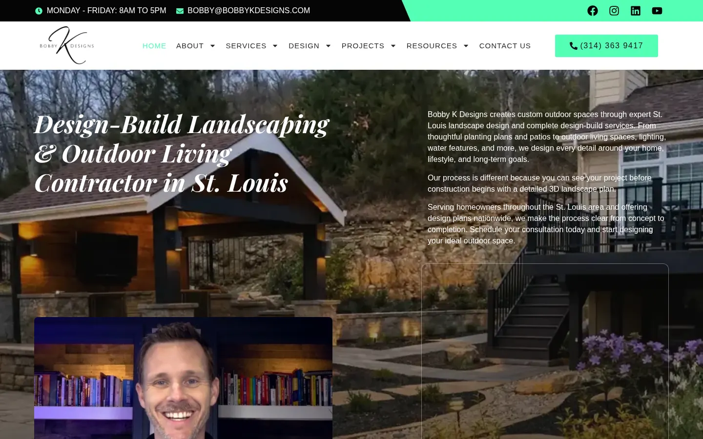 Bobby K Designs website homepage