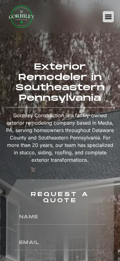 Gormley Construction website on phone