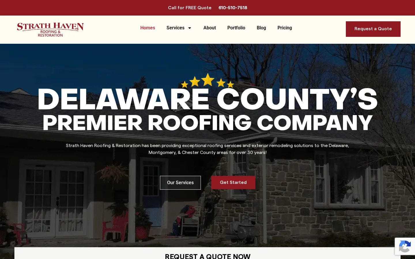 Strath Haven Roofing & Restoration website homepage