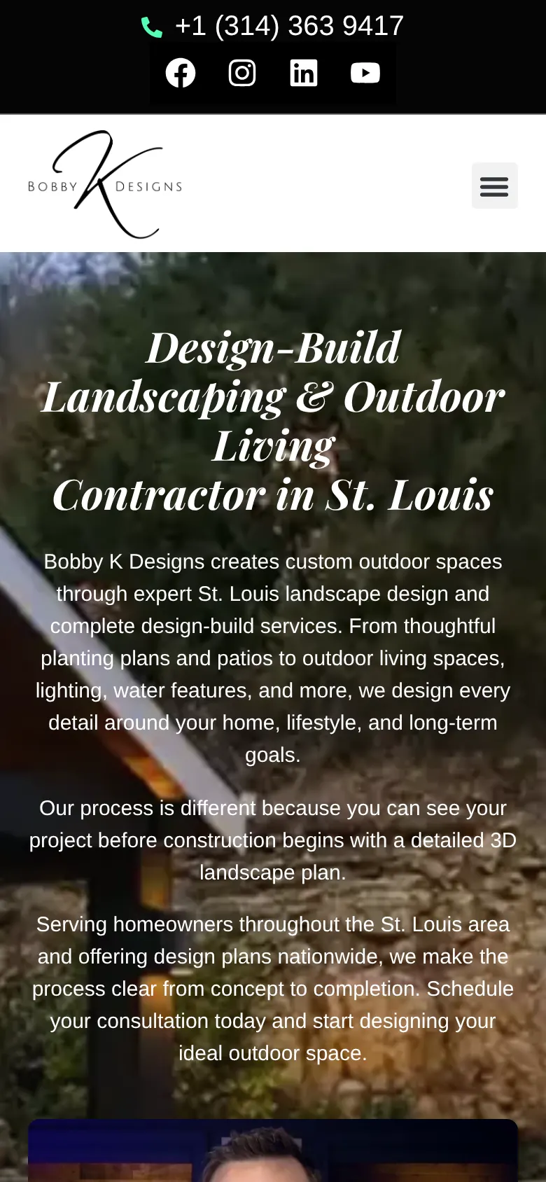 Bobby K Designs website on phone
