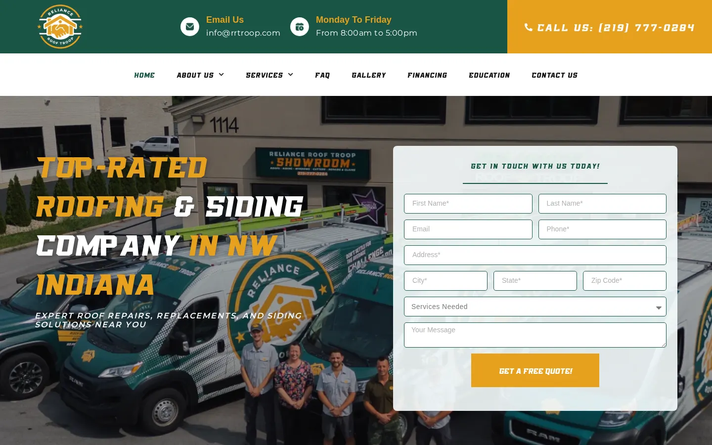Reliance Roof Troop website homepage