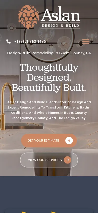 Aslan Design and Build website on phone