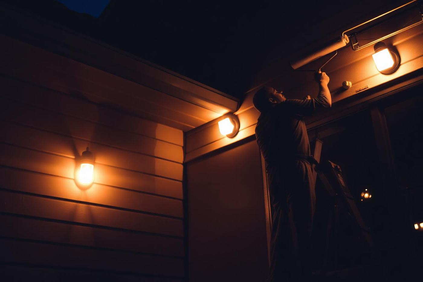 Professional painter working on the exterior of a home